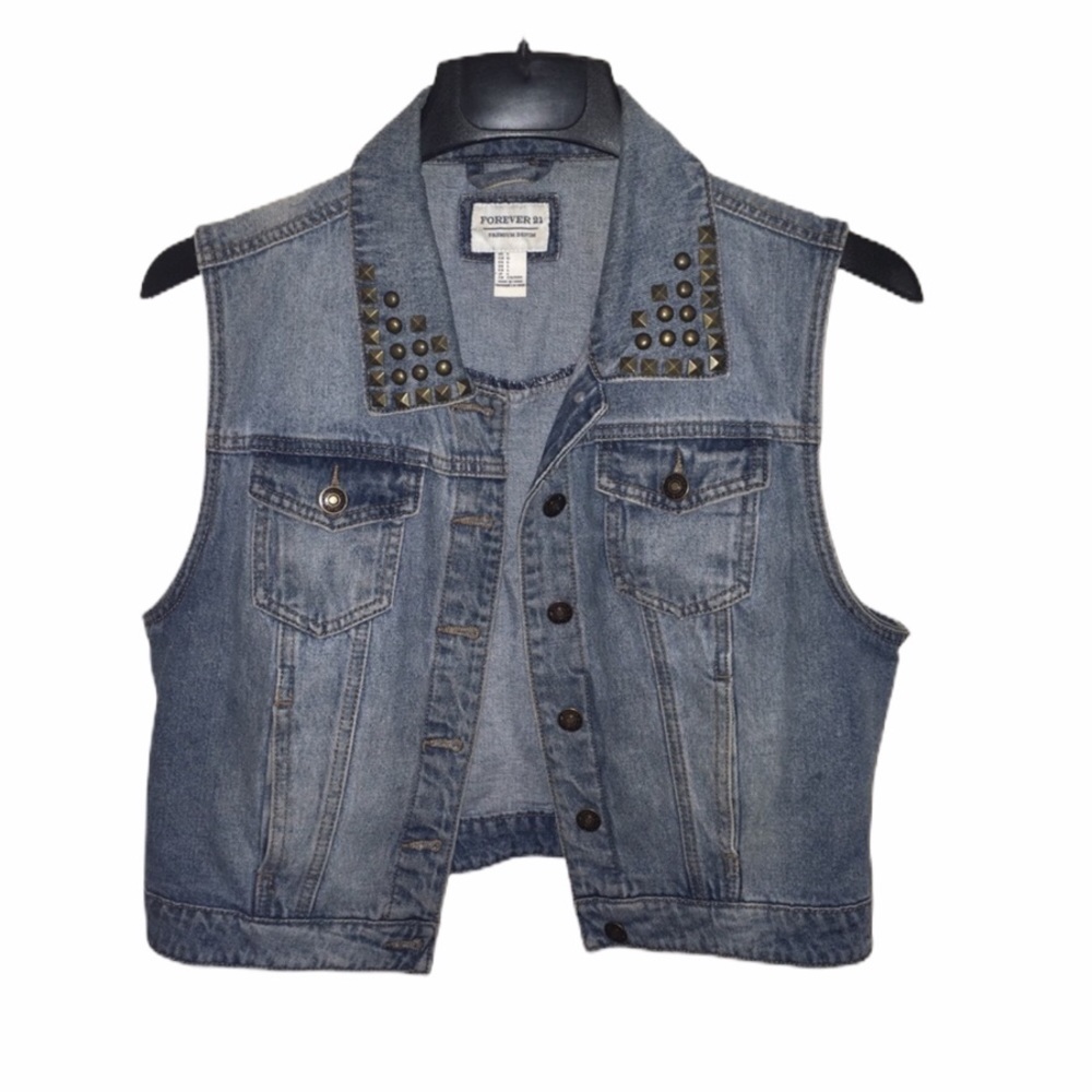 Forever 21 Ombré Denim Jean Jacket Vest Large